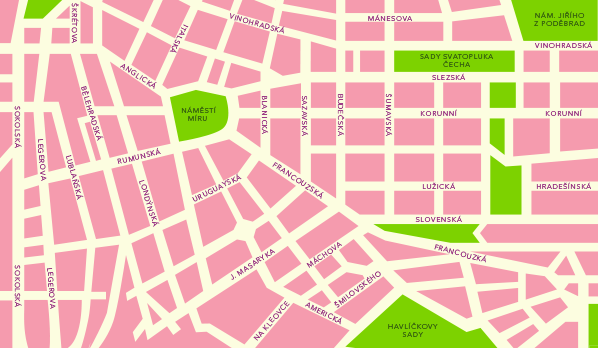 Map of an area surrounding the apartments